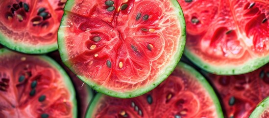Close up view of a watermelon against a white background. with copy space image. Place for adding text or design