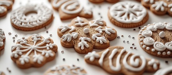 Fototapeta premium An inscription from the cookies on a white background Text yummy. with copy space image. Place for adding text or design