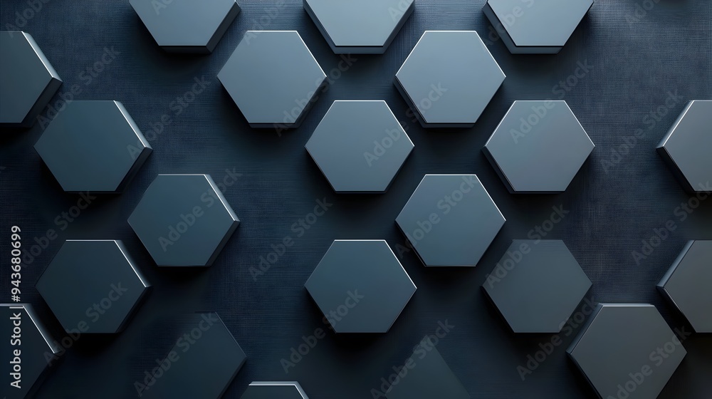 Poster minimalist hexagon pattern with subtle 3d effect in cool tones