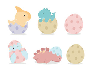 Cute little newborn dinosaur vector illustration
