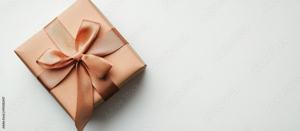 Poster Gift box wrapped with a ribbon isolated on white. with copy space image. Place for adding text or design