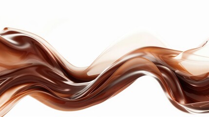 Smooth, flowing waves of chocolate against a white backdrop create an elegant and abstract design.