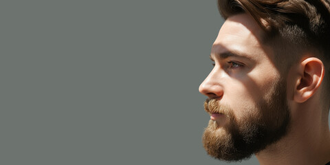 Naklejka premium Close-up side profile of a Caucasian man,