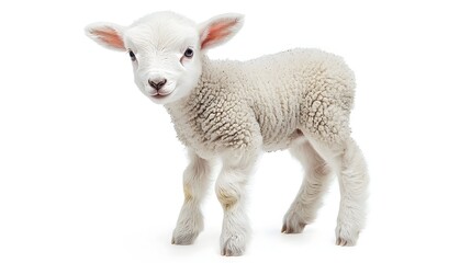 Fototapeta premium Adorable Baby Lamb Standing on All Fours in Peaceful Studio Setting