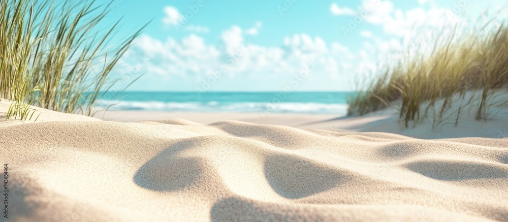 Poster Sand beach summer and vacation concept. with copy space image. Place for adding text or design