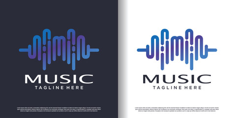 Music logo design vector with creative concept idea premium vector