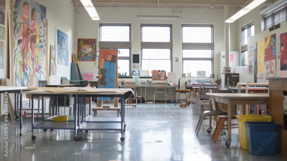 Poster the art room in the school building is a space where students can express their creativity and explo