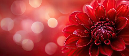 Macro shot of a red dahlia flower Stunning red daisy with pink petals Chrysanthemum featuring bright petals Close up of flowers Red aesthetic Floral design Autumn garden Romantic card layout