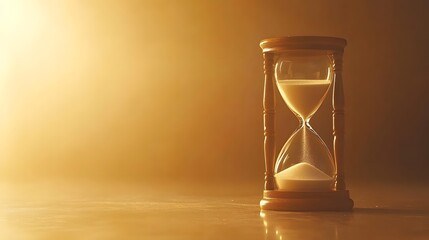 An hourglass with sand falling at an incredibly fast speed, symbolizing the concept of time running out or remote work information sharing on a digital platform