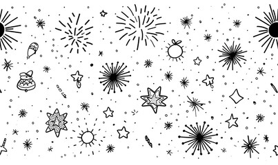 Obraz premium New Year and Christmas card, graphic advertising backgrounds in a doodle 2D illustrator style.