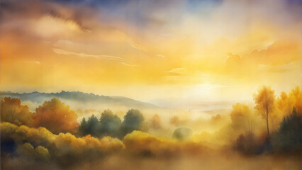 Watercolor Autumn Landscape