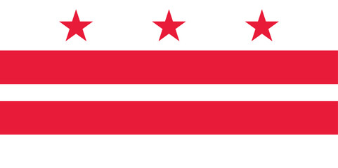 Flag of Washington, D.C. (United States of America, U.S.A. or USA, North America) District of Columbia, Federal capital city and federal district