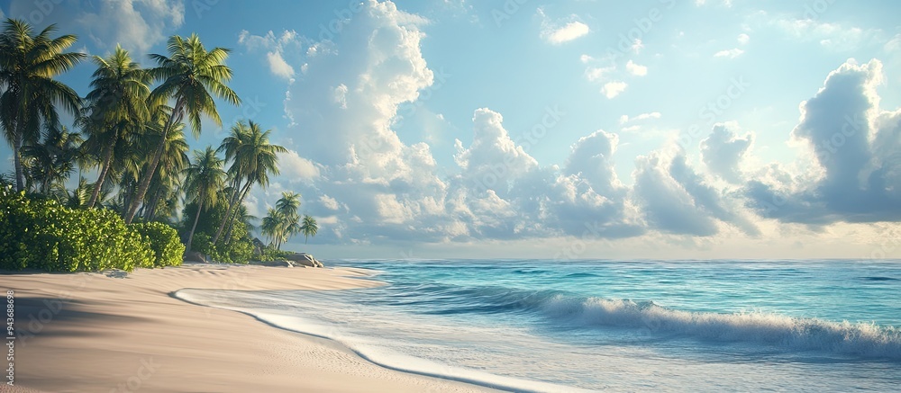 Aufkleber The beach view is pleasant. with copy space image. Place for adding text or design