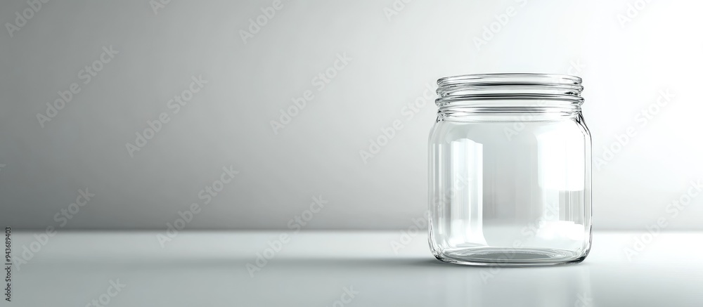 Fototapete Empty glass jar set against a white background. with copy space image. Place for adding text or design