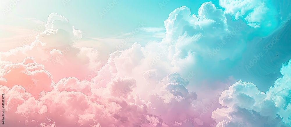 Poster fade shades of blue sky and white soft pastel hues. with copy space image. place for adding text or 