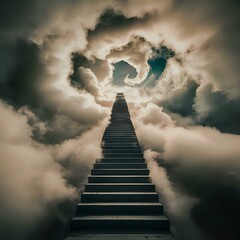 Fototapeta premium Stairway to Heaven: A Majestic Ascent Among the Clouds