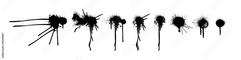 Poster circle or dots with grain texture, spray dot paint in grunge style. vector abstract round stipple po