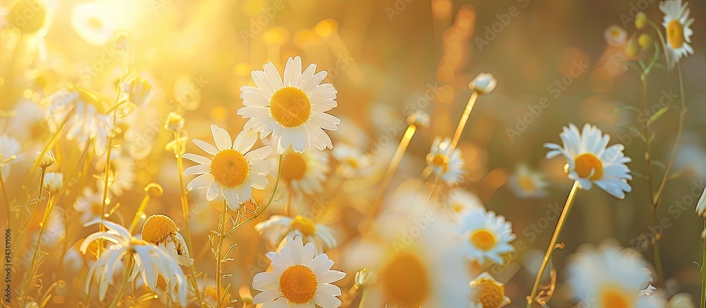 Aufkleber Chamomile field. with copy space image. Place for adding text or design