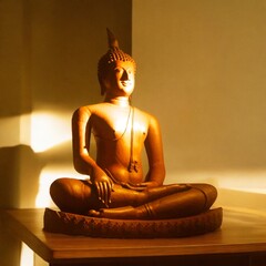 Buddha of Thailand statue with gold aura background 