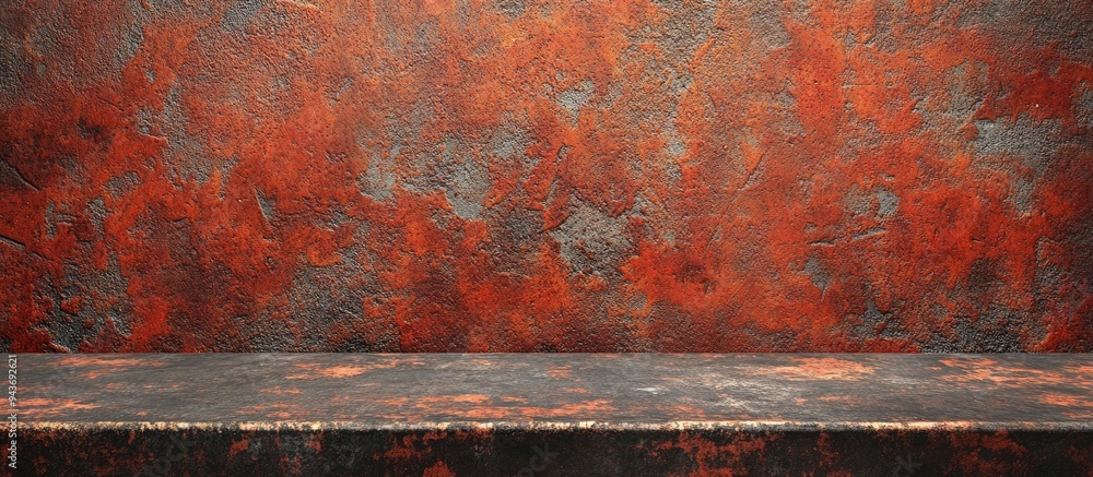 Poster Background of a red and rusty steel table with copy space