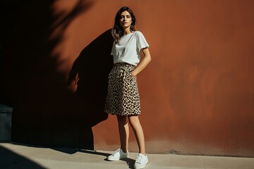 Fashionable Modern Streetwear Featuring a Stylish Young Woman