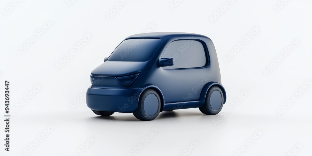 Poster a 3d single icon of a compact electric car with a futuristic design rendered in a simple style with 