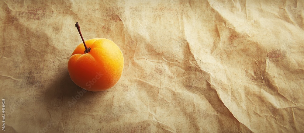 Aufkleber textured vintage paper backdrop featuring a small apricot. with copy space image. Place for adding text or design