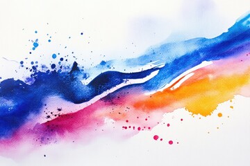 Obraz premium A vibrant watercolor splash featuring a harmonious blend of blue, pink, and orange hues, perfect for artistic designs and backgrounds.