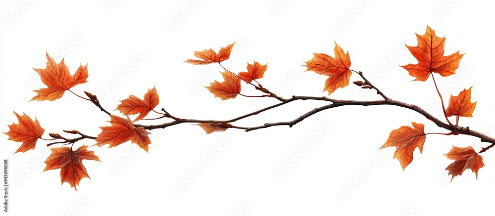 Aufkleber Autumn maple branch featuring leaves isolated on a white background. with copy space image. Place for adding text or design