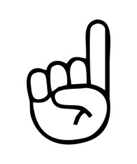 Obraz premium black illustration drawing of a hand pointing finger isolated on white, resembling direction, indicating, choosing