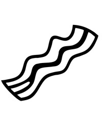Fototapeta premium black outline clipart icon illustration of bacon isolated on white, resembling breakfast, meat, cooking, beef
