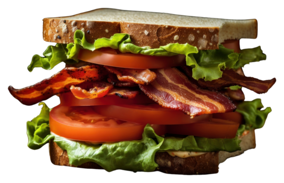 PNG Bacon lettuce tomato sandwich meat food pork.