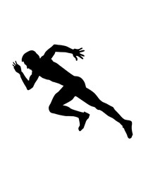 silhouette of a person running isolated on white background, resembling marathon, fitness, fat burning, athletics, healthy, sprinting
