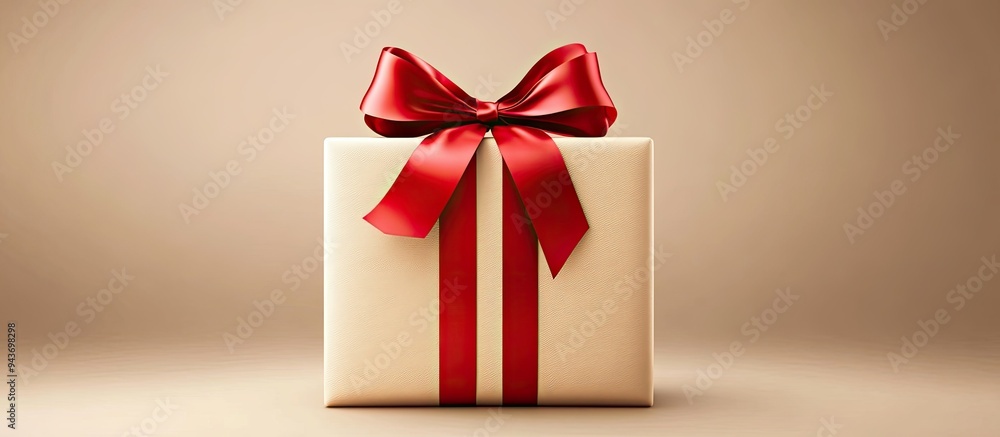 Poster Art wedding gift box with a red bow. with copy space image. Place for adding text or design