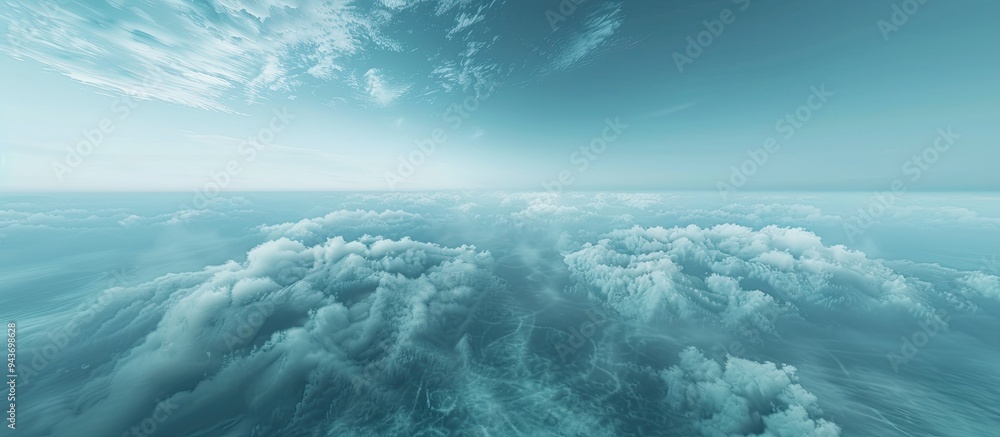 Aufkleber Blurred surface of an empty sky Blue sky backdrop scattered with small clouds Abstract background of a cloudy blue sky Selective focus idea Nature cloud abstract blue hue overcast copy space future h