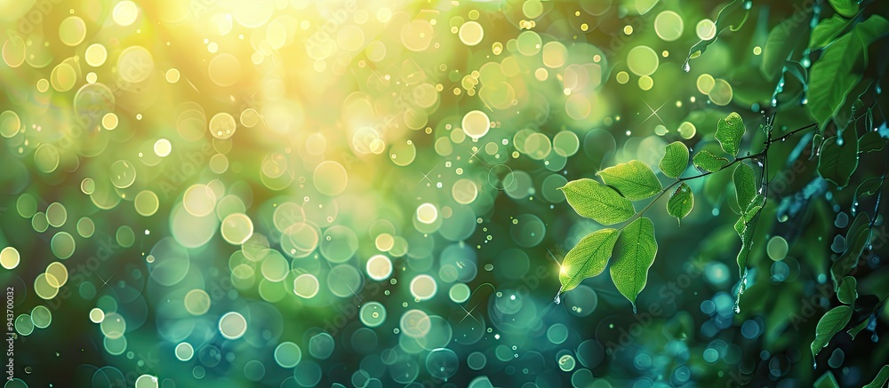 Poster abstract blurred nature backdrop with bokeh for creative designs out of focus green leaves bokeh bac