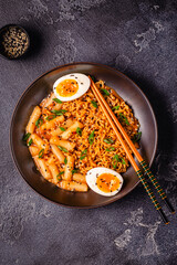 Spicy Rapokki - Korean tteokbokki rice cake and ramen noodle.