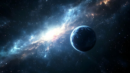 A lone planet in a vast and glittering cosmos.