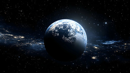 Obraz premium A lone planet in a vast and starry expanse of space.