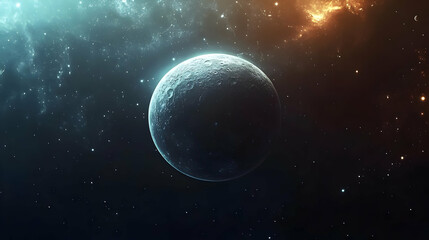A lone planet in space with a blue glow, surrounded by a vast starry expanse.