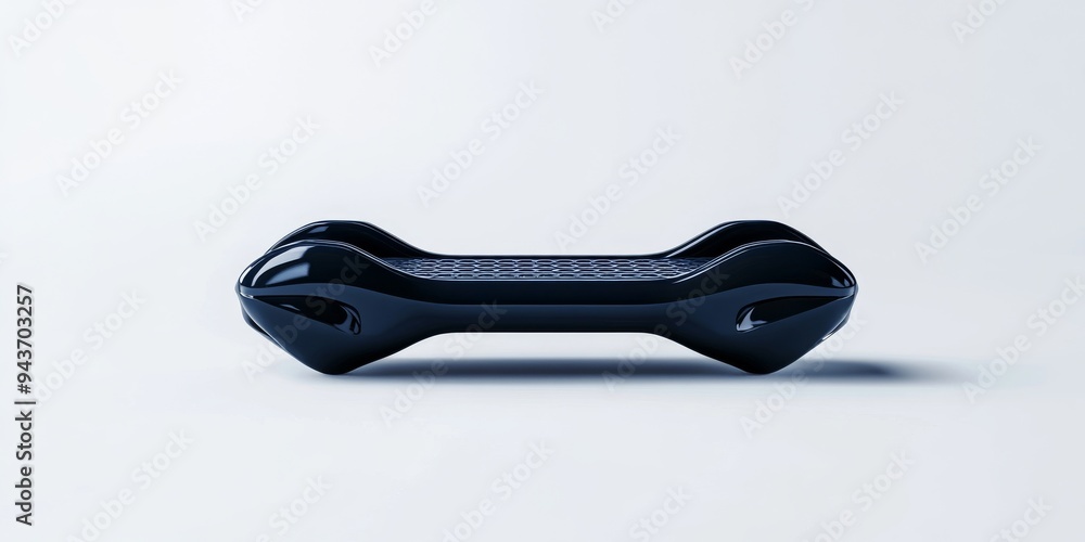 Poster a 3d single icon of a futuristic hoverboard designed with a sleek aerodynamic shape and a glossy fin