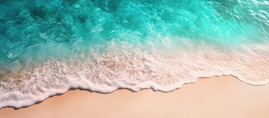 Obraz premium Tropical stunning sandy beach with clear water and copy space Summer vacation web banner
