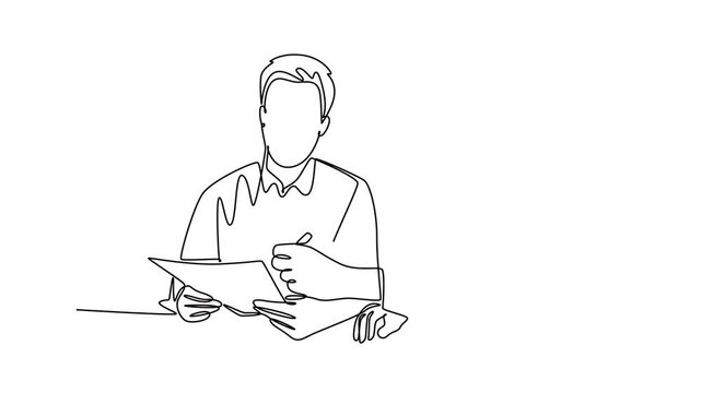 Business concept. Single line draw design. Full length animation illustration. High quality 4k footage.