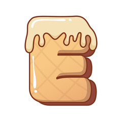 3D Vanilla Ice Cream Letter E