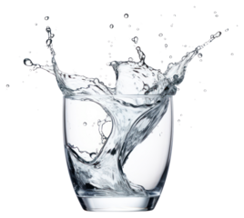 PNG  Splashing water in clear glass