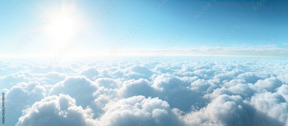 Poster summer blue sky with white clouds as the backdrop on a sunny day abstract clouds set against a blue 