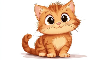Obraz premium cartoon cute cat on white background. kitten cute . animal