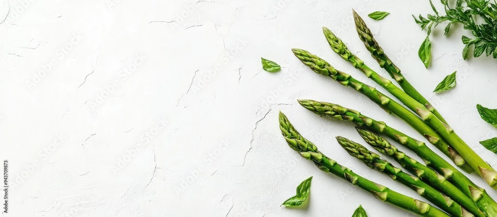Aufkleber Fresh asparagus on a white background. with copy space image. Place for adding text or design