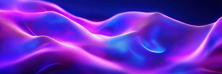 Obraz premium Blue and purple abstract modern banner. Mercury waves shimmer gradient on purple background. Futuristic liquid with matte surface, motion concept. 