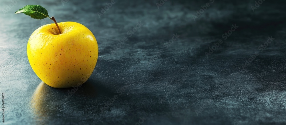 Poster corner of an empty school chalkboard with a yellow apple beside it. with copy space image. Place for adding text or design